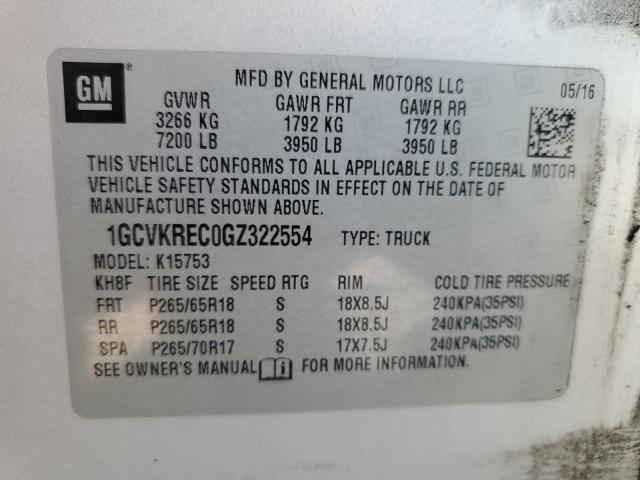 2016 CHEVROLET SILVERADO 1GCVKREC0GZ322554