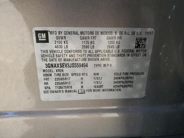 2018 CHEVROLET EQUINOX LT 3GNAXSEV3JS559494