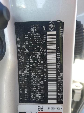 2012 TOYOTA CAMRY BASE - 4T4BF1FK0CR254926
