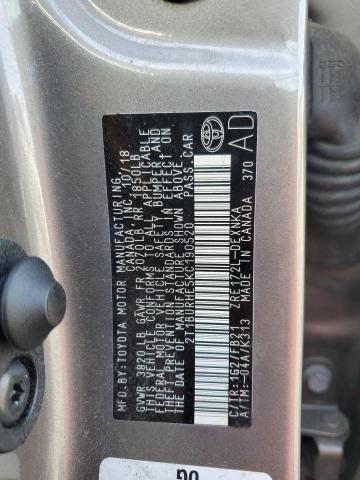 2019 TOYOTA COROLLA L - 2T1BURHE5KC190520