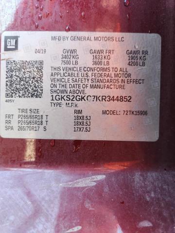 2019 GMC YUKON XL K 1GKS2GKC7KR344852