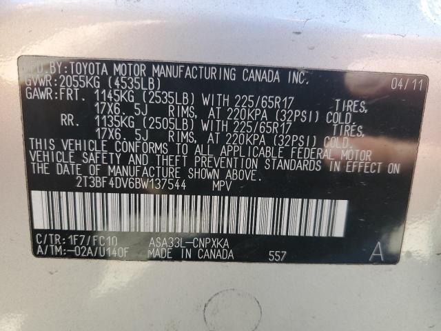 2011 TOYOTA RAV4 - 2T3BF4DV6BW137544