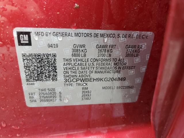 2019 CHEVROLET SILVERADO 3GCPWBEH9KG204849