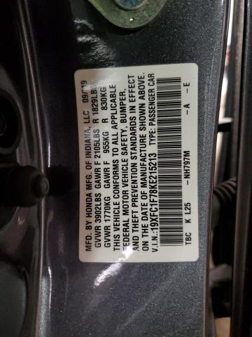 2019 HONDA CIVIC EXL #3308473385