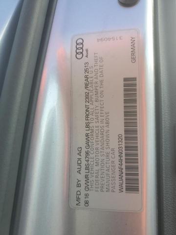 2017 AUDI A4 PREMIUM WAUANAF44HN031320