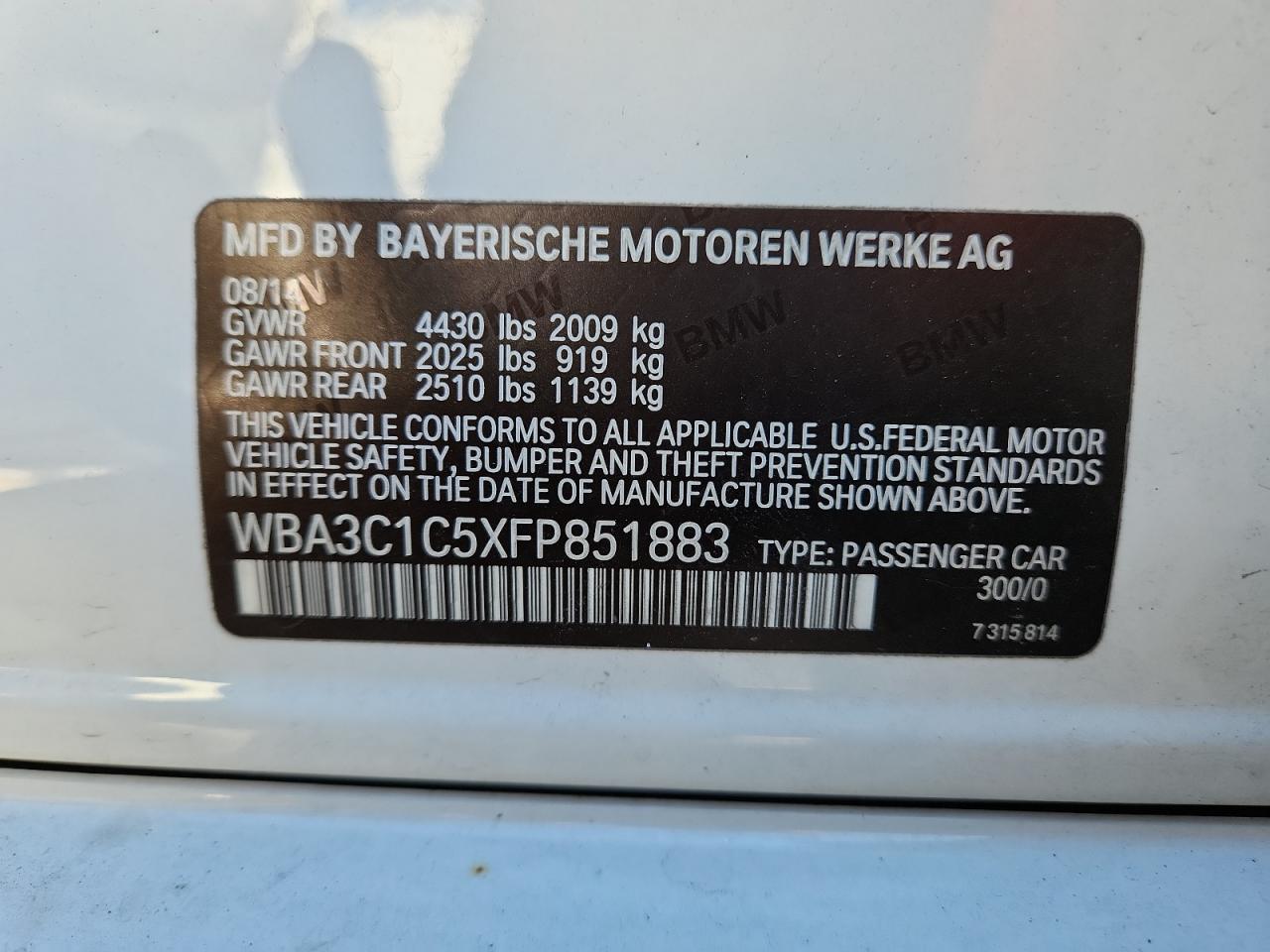 BMW 3 SERIES I SULEV