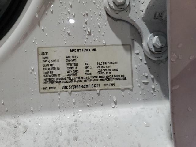 2021 TESLA MODEL Y 5YJYGAEE2MF191257