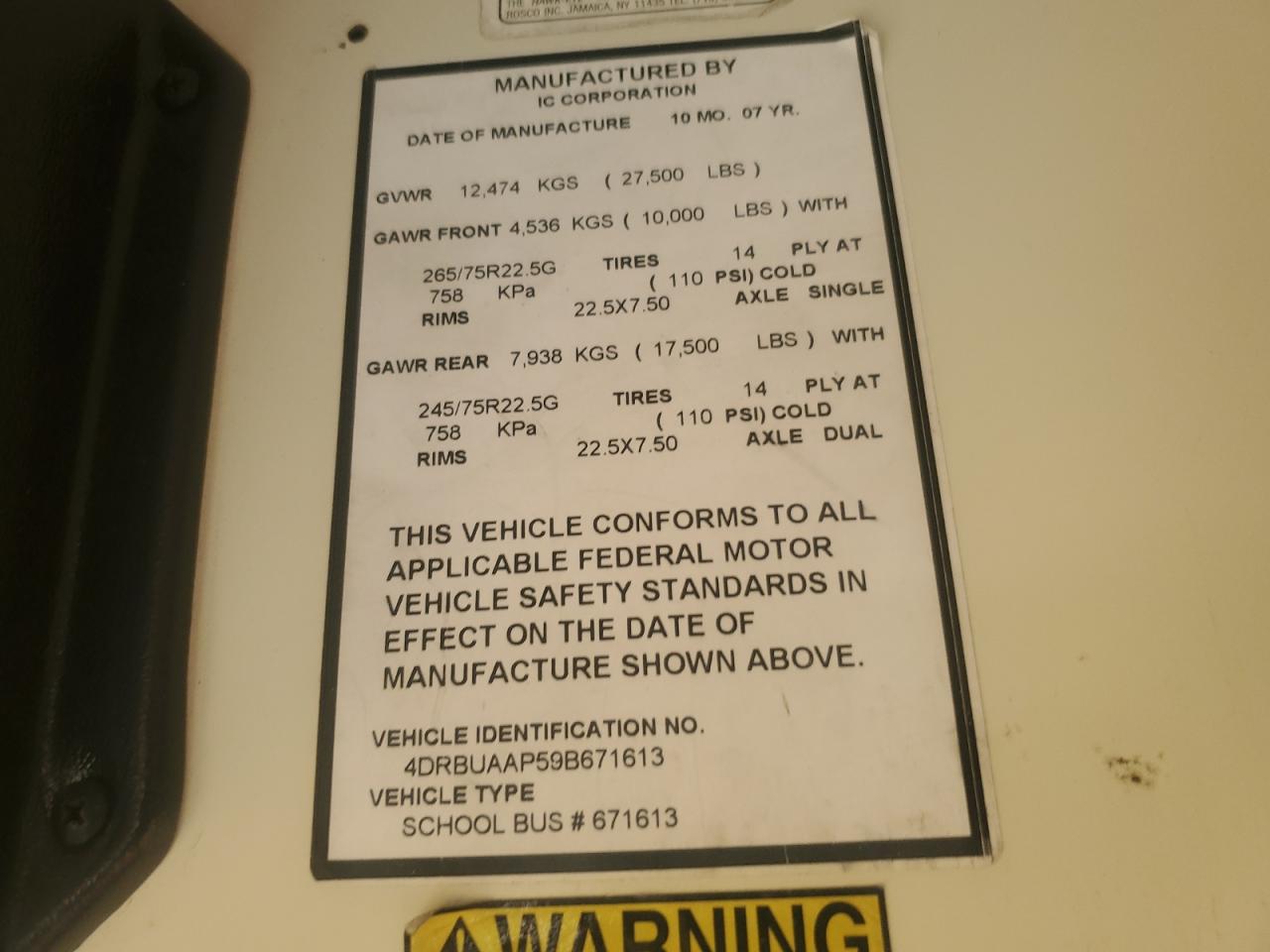 Lot #3273768363 2009 IC CORPORATION CE SERIES SCHOOL