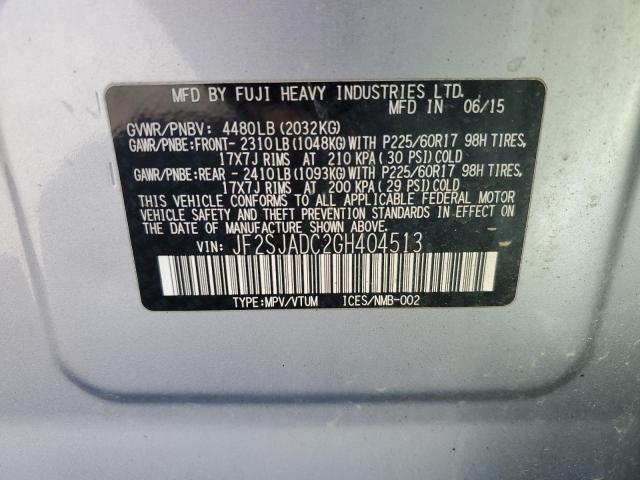 2016 SUBARU FORESTER 2 JF2SJADC2GH404513