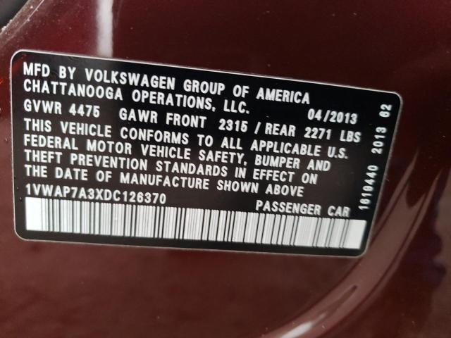 2013 VOLKSWAGEN PASSAT S - 1VWAP7A3XDC126370