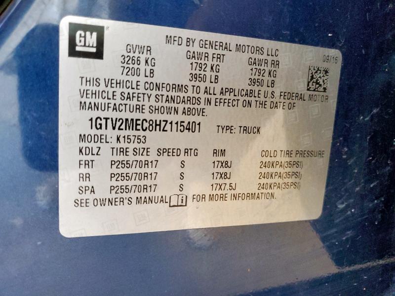 2017 GMC SIERRA 150 1GTV2MEC8HZ115401