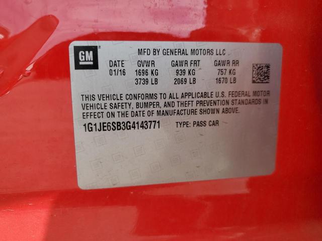 2016 CHEVROLET SONIC LTZ 1G1JE6SB3G4143771