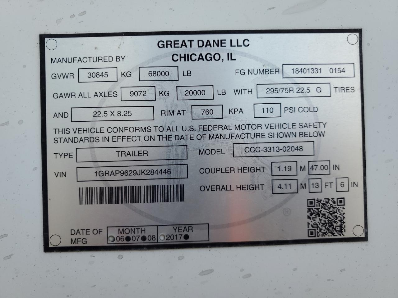 Lot #3317809067 2018 GREAT DANE UNKNOWN