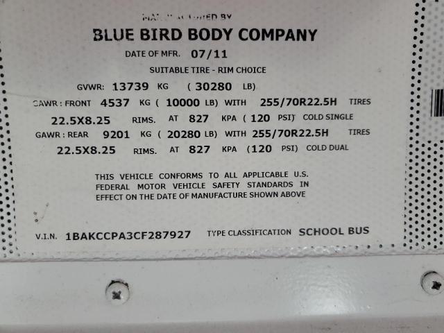 2012 BLUE BIRD SCHOOL BUS #3285697661