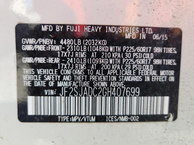 2016 SUBARU FORESTER 2.5I PREMIUM - JF2SJADC2GH407699