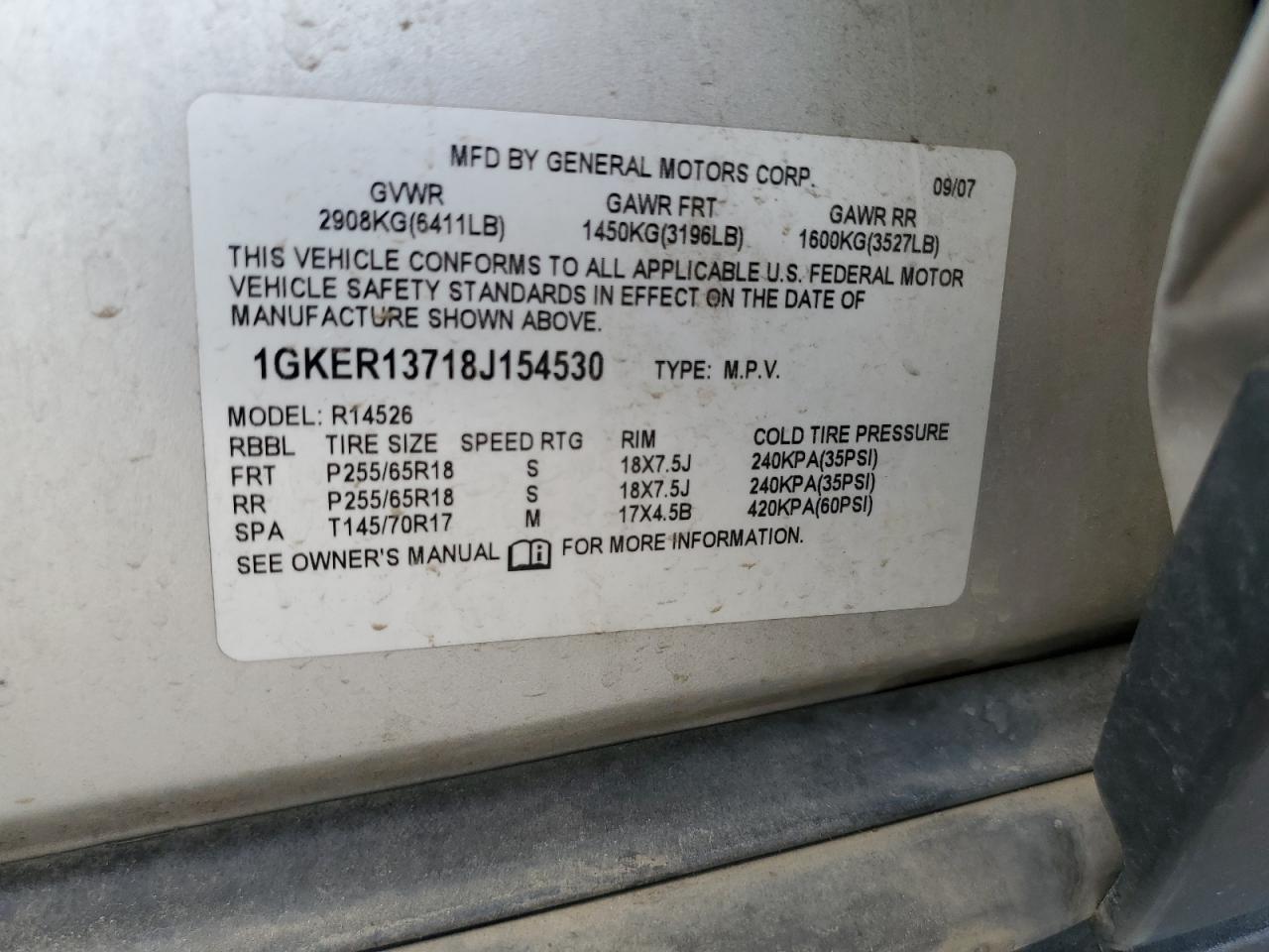 Lot #3268223044 2008 GMC ACADIA SLE