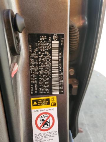 2016 TOYOTA CAMRY LE 4T4BF1FK8GR572542