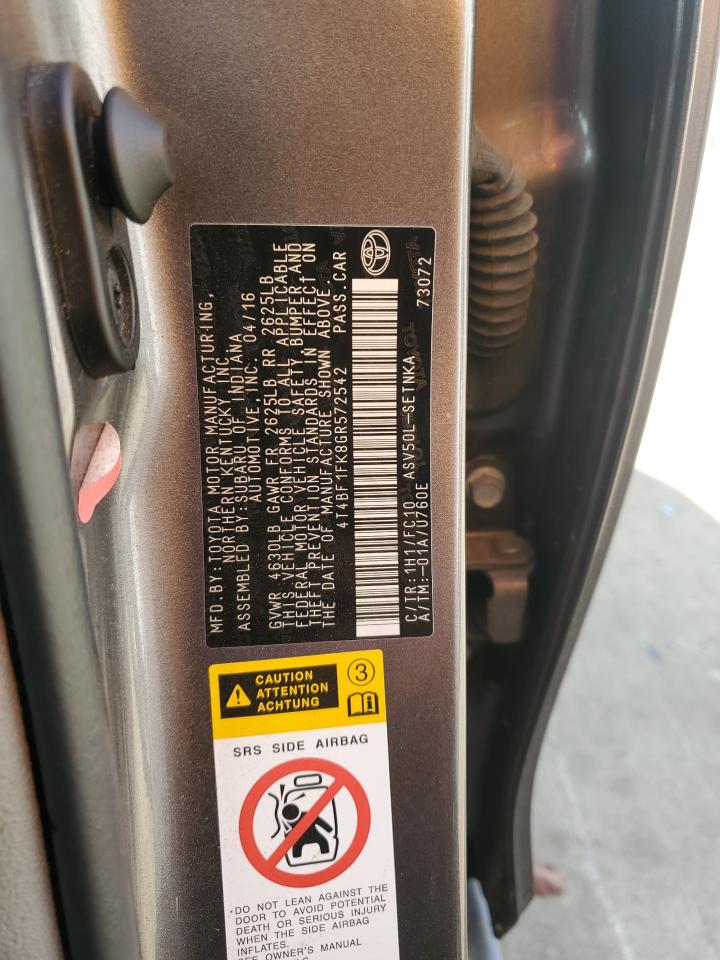 Lot #3274645833 2016 TOYOTA CAMRY LE