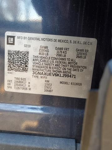 2019 CHEVROLET EQUINOX LT - 3GNAXUEV6KL299471