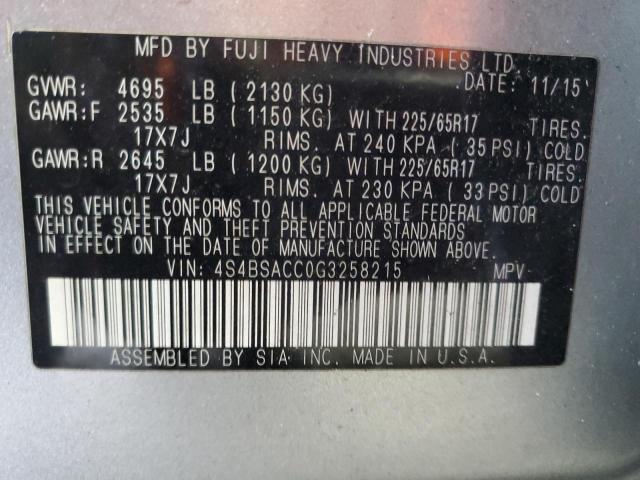 2016 SUBARU OUTBACK 2. - 4S4BSACC0G3258215