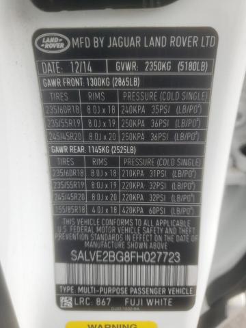 2015 LAND ROVER RANGE ROVE - SALVE2BG8FH027723