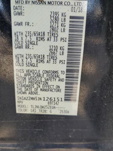 2018 NISSAN MURANO S - 5N1AZ2MH5JN126151