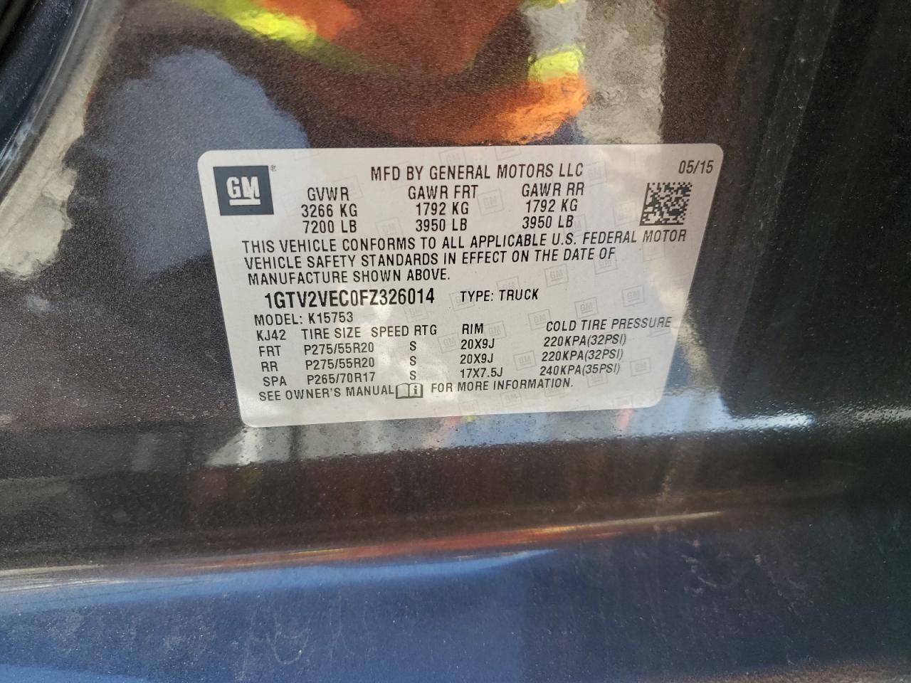 Lot #3311700228 2015 GMC SIERRA K15