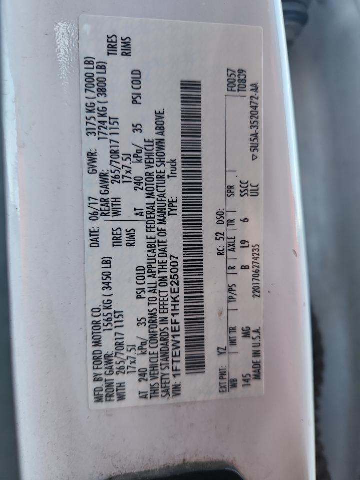 Lot #3315956117 2017 FORD F150 SUPER