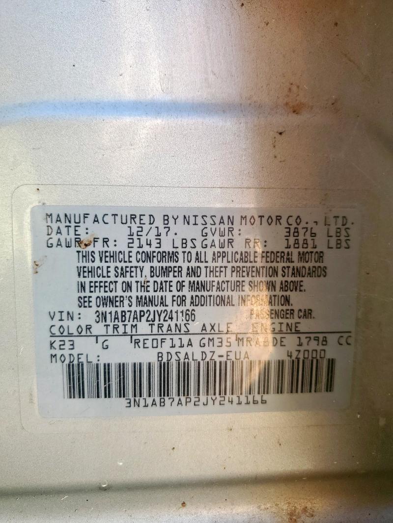 2018 NISSAN SENTRA S 3N1AB7AP2JY241166