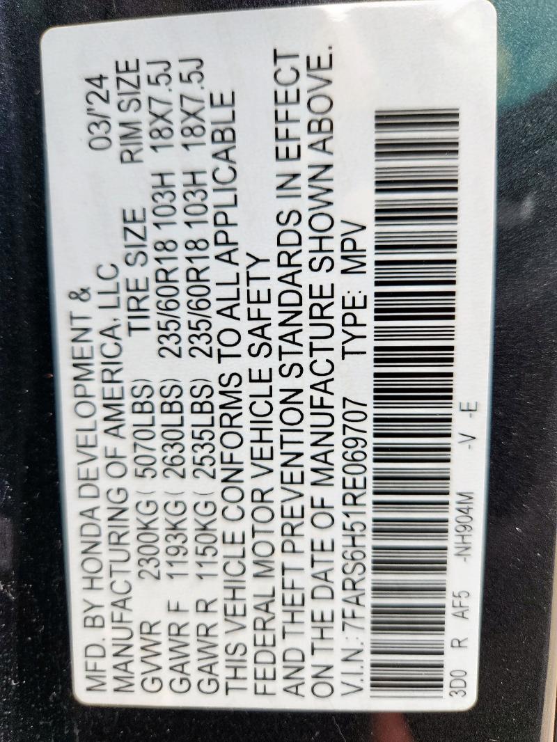 2024 HONDA CR-V SPORT 7FARS6H51RE069707