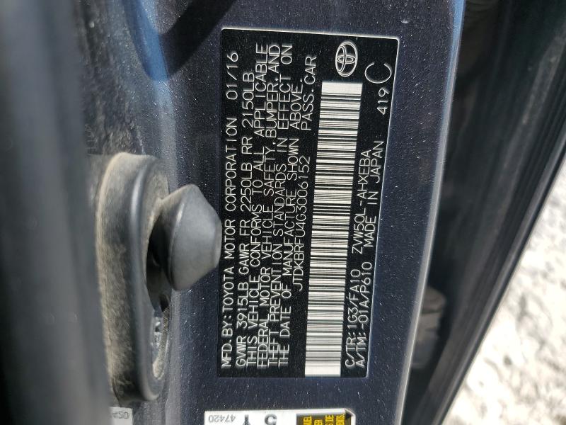 2016 TOYOTA PRIUS - JTDKBRFU4G3006152