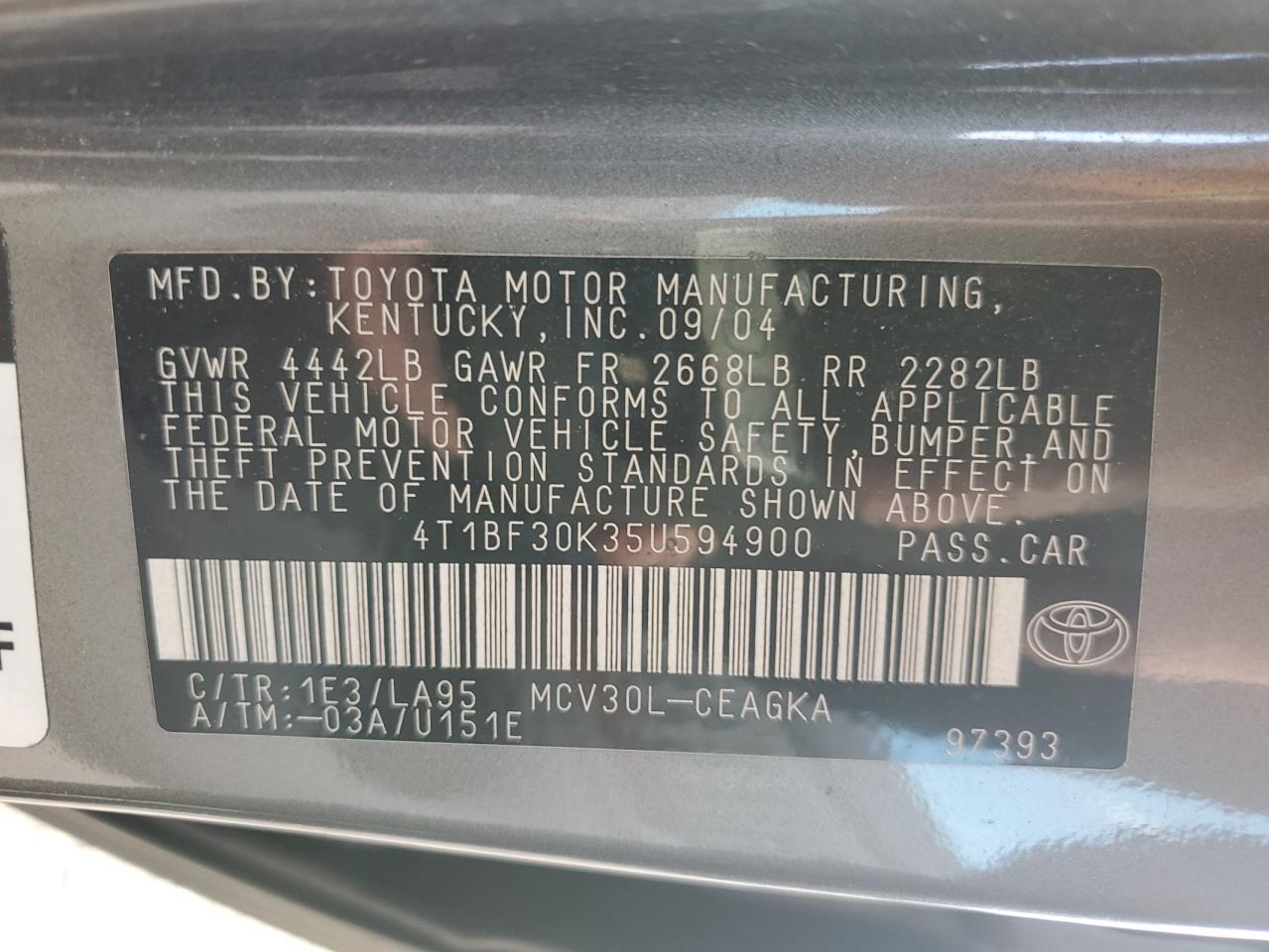 Lot #3291339143 2005 TOYOTA CAMRY LE