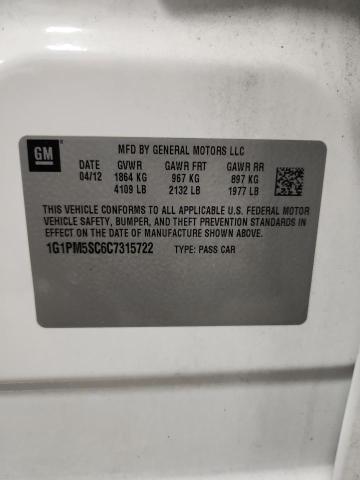 2012 CHEVROLET CRUZE LT - 1G1PM5SC6C7315722