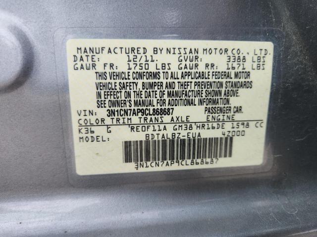 2012 NISSAN VERSA S - 3N1CN7AP9CL868687