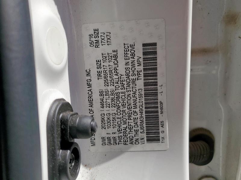 2016 HONDA CR-V SE 5J6RM3H49GL015913