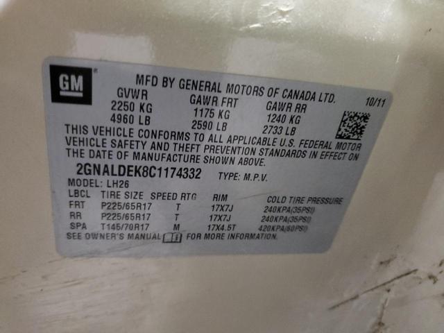 2012 CHEVROLET EQUINOX LT - 2GNALDEK8C1174332