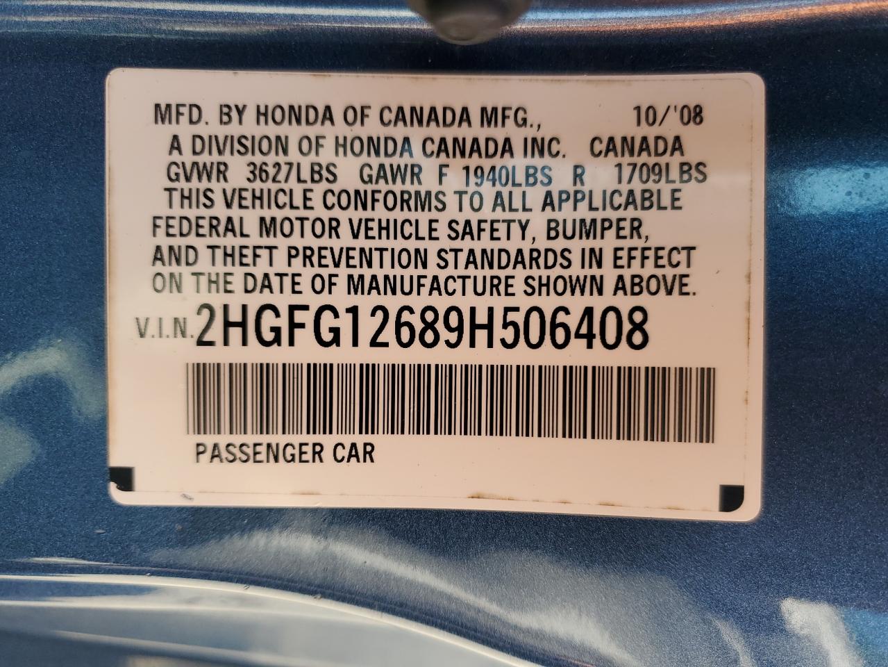 Lot #3293309442 2009 HONDA CIVIC LX