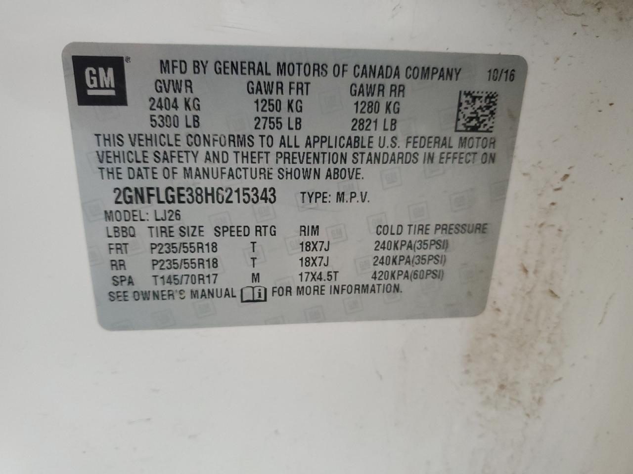 Lot #3302714015 2017 CHEVROLET EQUINOX PR