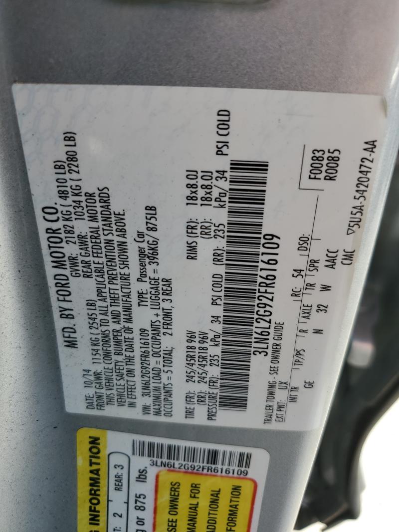 2015 LINCOLN MKZ 3LN6L2G92FR616109