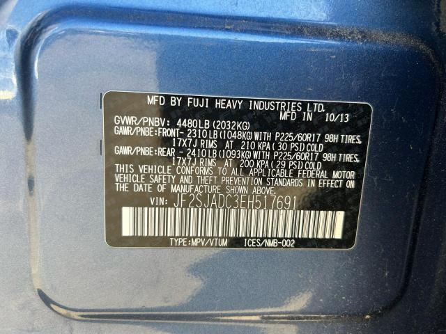 2014 SUBARU FORESTER 2 - JF2SJADC3EH517691