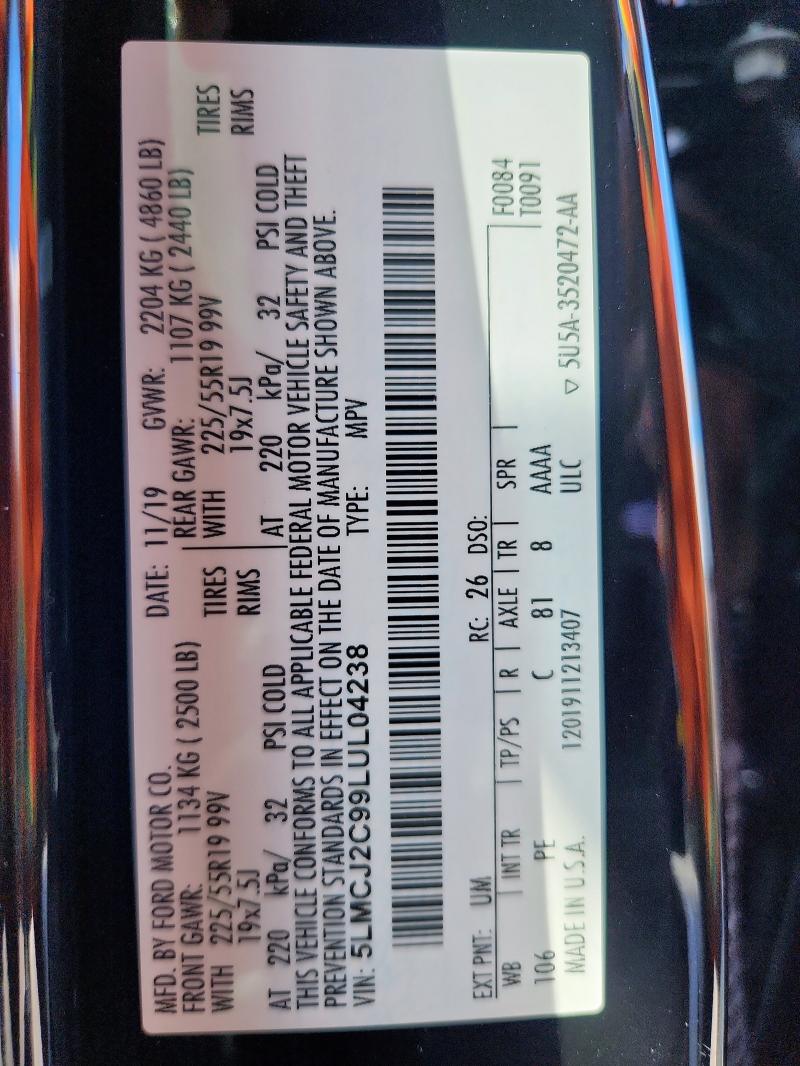 2020 LINCOLN CORSAIR #3297199395