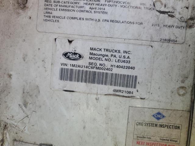 2015 MACK 600 LEU600 #3315998089