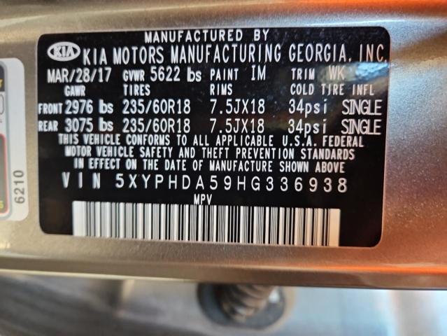 2017 KIA SORENTO EX 5XYPHDA59HG336938