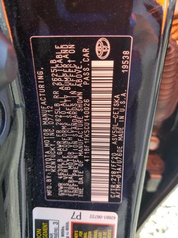 2012 TOYOTA CAMRY BASE - 4T1BF1FK5CU140026