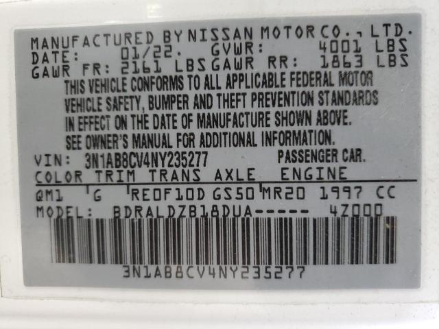 2022 NISSAN SENTRA SV 3N1AB8CV4NY235277