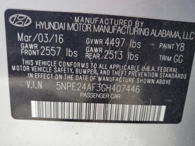 2016 HYUNDAI SONATA SE 5NPE24AF3GH407446