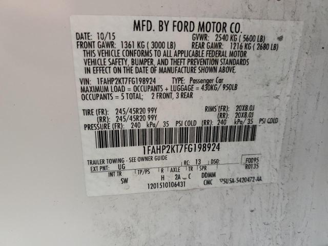 2015 FORD TAURUS SHO #3287497995