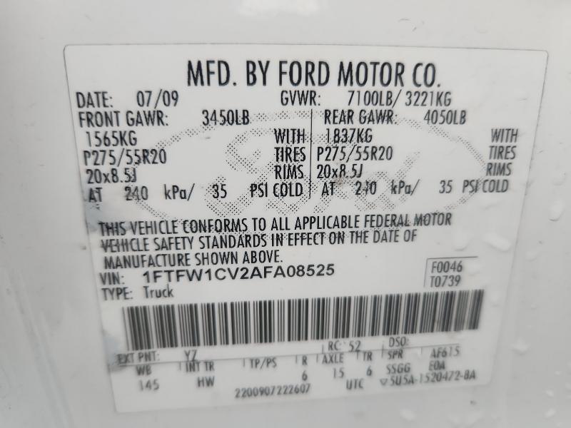 2010 FORD F150 - 1FTFW1CV2AFA08525