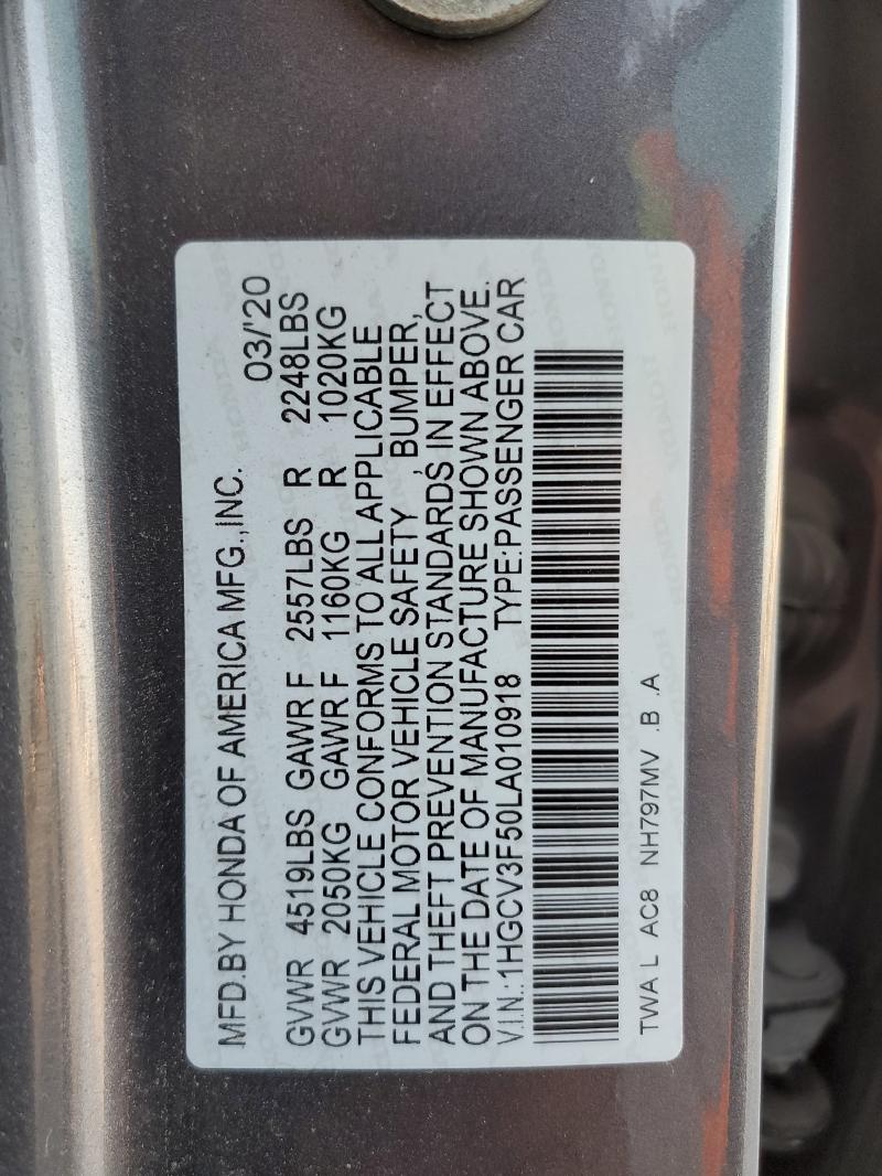 2020 HONDA ACCORD HYB 1HGCV3F50LA010918