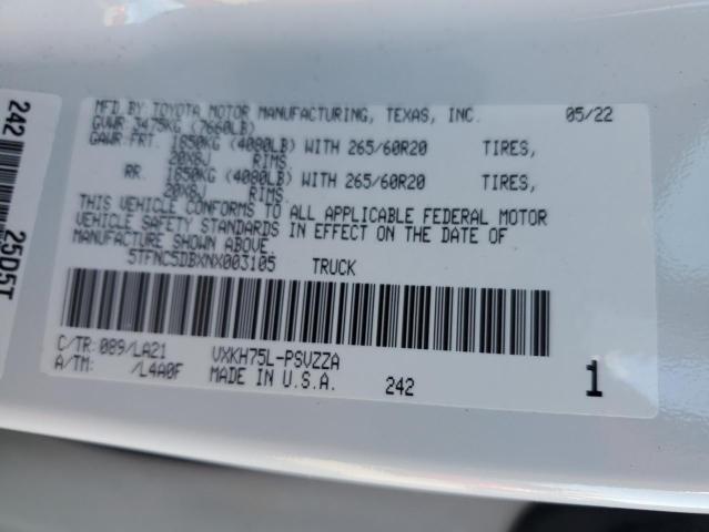 2022 TOYOTA TUNDRA CRE #3284648340